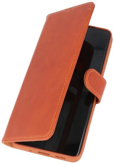 Rico Vitello Echt Lederen Booktype Hoesje - Hoesje Geschikt voor Samsung Galaxy S20 - Bruin