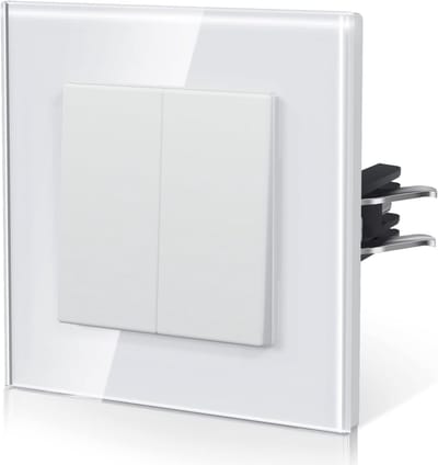 Dubbele Lichtschakelaar Glas Wit Inbouw Eenvoudige Montage