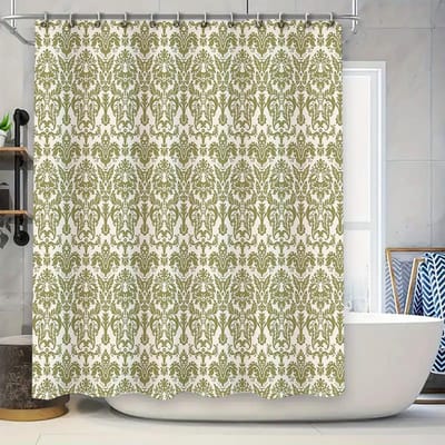 Elegant Floral Shower Curtain Vintage Botanical Pattern Waterproof Fabric Bathroom Decor Farmhouse Style Home Textile Backdrop W60H190(CM)-1 Pcs