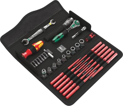 Gereedschapsset - Compacte set - Service werkzaamheden - Robuuste textielbox - 35-delig - Meerkleurig