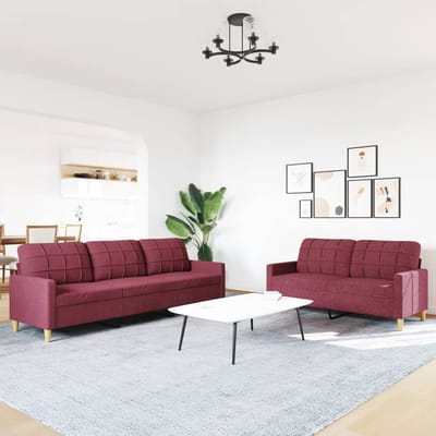 vidaXL - 2-delige - Loungeset - stof - wijnrood