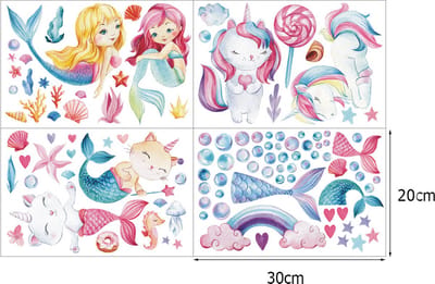 Glow in the Dark Eenhoorn/Zeemeermin/Regenboog Sticker Kinderkamer Zelfklevende Cartoon Muursticker