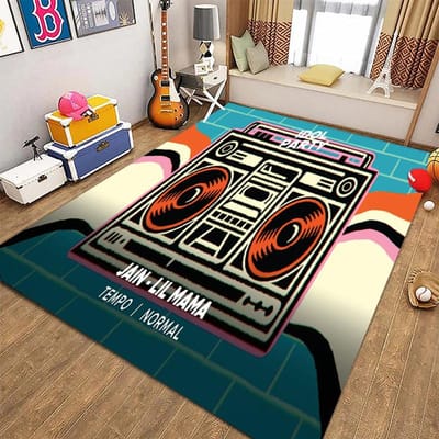 Retro Muziekcassettespeler Tapijten voor Woonkamer Thuis Kinderkamer Bank Deurmat Keuken Vloerkleden Antislip Decoratie Cadeau 40x60cm (16x24in)