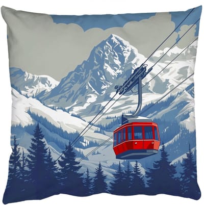 Sierkussens - Kussentjes Woonkamer - 50x50 cm - Kabelbaan - Sneeuw - Berglandschap