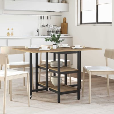 vidaXL - Eettafel - 122 - x - 80 - x - 76,5 - cm - Bewerkt - hout - Artisanaal - eiken