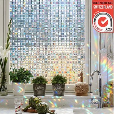 Homewell® 3D Regenboog Raamfolie HR++(+) - Anti-Inkijk - Isolerend & Zonwerend - 70x300cm – Statisch - Prisma Mozaïek Effect