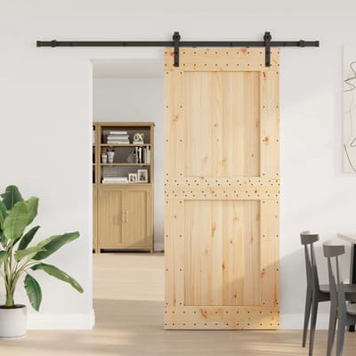 vidaXL - Schuifdeur - NARVIK - 95 - x - 210 - cm - (213,5 - cm) - Naturel - en - Zwart