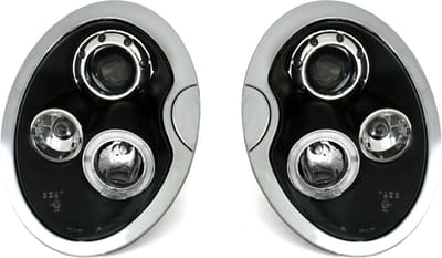 Koplampen dual halo rims BMW MINI (COOPER) 05 01-10 06 ANGEL EYES ZWART