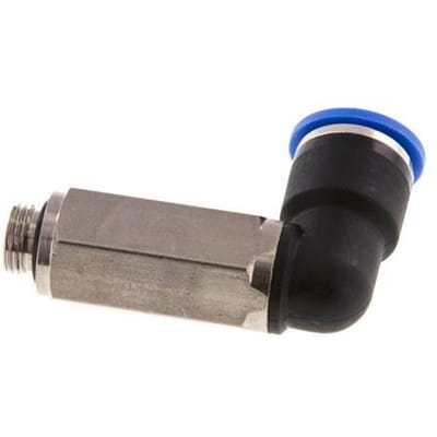 10mm x G1/8'' 90 graden L-verbinding Messing/PA 66 Insteekfitting Buitendraad Lange Huls Draaibaar NBR [2 Stuks]