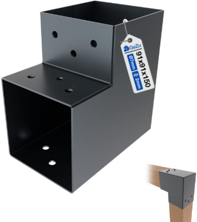 GeZu Impex L Paalverbinder voor pergola 71 × 71 mm – Poedergecoat Antracietgrijs