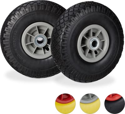 2x steekwagenwiel 3.00-4 - massief rubber - tot 80 kg - 260 x 85 mm - zwart-grijs