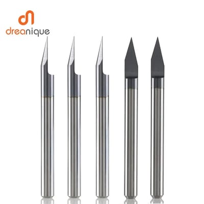 DREANIQUE 5 stks/partij Platte bodem Carbide PCB Graveren Bit 3.175 30 0.2mm, 0.1mm CNC Router Tool voor messing staal roestvrij staal Duitse staaf