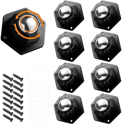 Set van 8 Zware Meubelwielen, Zelfklevend, 360° Draaiend, Maximaal 300 kg per Rol, Ideaal voor Meubels, Keukenaccessoires en Opbergdozen, Mini Balwielen met RVS Kogels