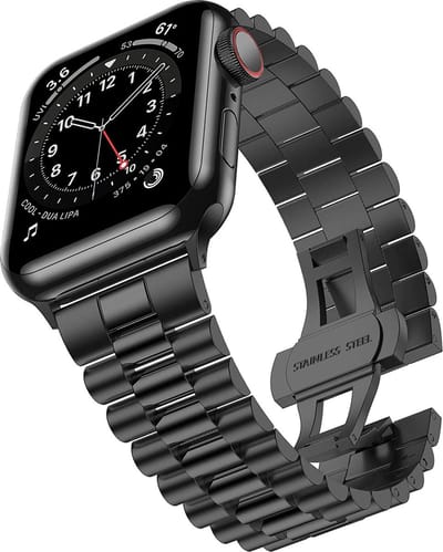 Strap-it Presidential luxe stalen band - Geschikt voor Apple Watch bandje - Series 1/2/3/4/5/6/7/8/9/10/11/SE/SE2/SE3 - Zwart - RVS metalen band met vlindersluiting - Staal iWatch bandje voor maat: 38 / 40 / 41 / 42mm