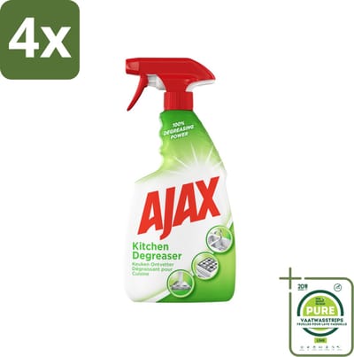 Ajax Keukenspray 750 ml - Voordeelverpakking - 4 stuks - Keuken ontvetter - Vet verwijderen