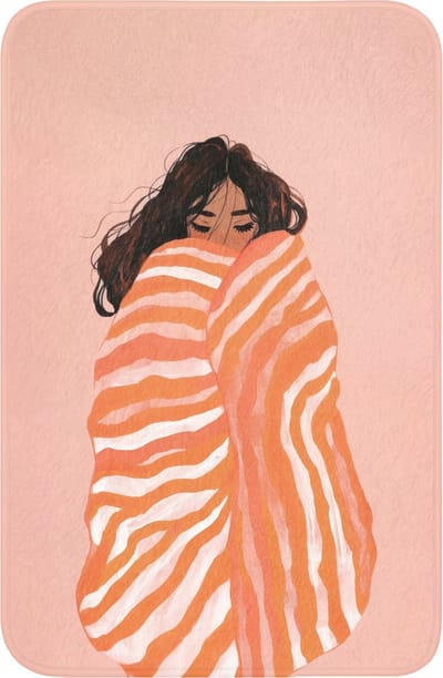 WC mat 40x60 cm - Antislip - Meisje - Deken - Gestreept - Oranje - Toiletmat - Vloermat - Douchemat - Toilet tapijt - Toiletmatten