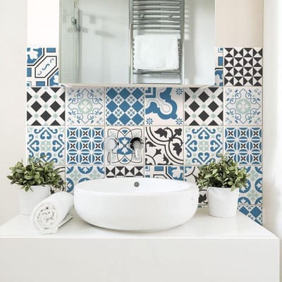 36 Pcs Adhesive Tiles 10x10cm PS00161 Mosaic of Azulejos Wall sticker Collage Decorative adhesive to Cement tiles for Bathroom and Kitchen peel and stick