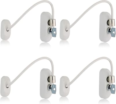 Afsluitbare Raambegrenzer 4-pack met Sleutel - 20 cm Lengte - Veiligheidsoplossing voor Kinderen - Beperk Opening tot 100 mm