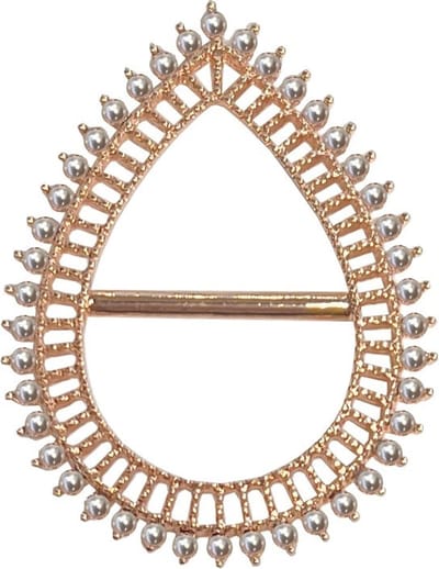 Fako Bijoux® - Sjaalklem - Sjaal Klem - Sjaal Ring - Druppel - Parel - 36x47mm - Rosé Goudkleurig