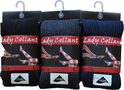 Dames collant 80% katoen- fantasie cable- 5 stuks- maat S/M - assortiment kleuren