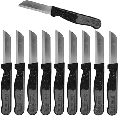 Solingen Schilmesje Robuust Handvat – RVS Glad – 16 cm met Blade Cover – Zwart Glitter – 10 stuks