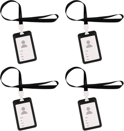 4x Verticale ID Kaarthouder met Lanyard - Verschuifbare Beschermhoes voor Pasjes en Werkpas
