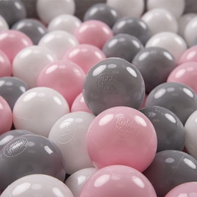 KiddyMoon Kinderballen 200 Stuks - Speelballen voor Ballenbad - Ballenbak Ballen voor Kinderen - Wit Grijs Poederroze