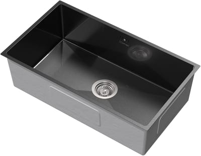 Inbouwspoelbak 70 x 40 cm, antraciet, met afvoerset en overloop van roestvrij staal ML-Design