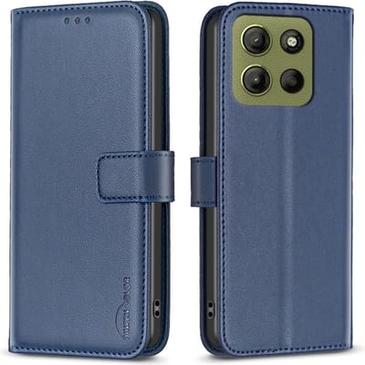 BINFEN Hoesje - Geschikt voor Motorola Moto G15 / G17 (Power) Hoesje - BINFEN Color Book Case - Blauw