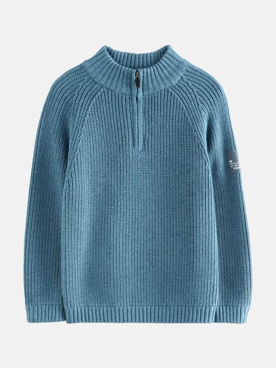 Next - Jongens - Gebreide utility-trui met rits aan de hals - Blauw