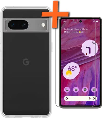 Hoes - Met Screenprotector - Geschikt voor Google Pixel 7 - Sterk & Shockproof - Back Cover - Siliconen Case - Telefoon Hoes - Transparant
