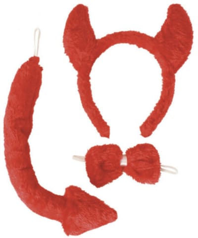 Duivel Set 3dlg - Rood - halloween - plush