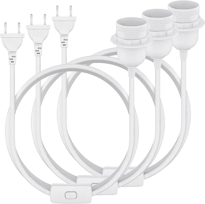 E27 lampvoet met kabel en schakelaar, EU stekker, geschikt voor hanglampen en plafondlampen, wit design