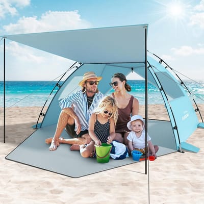 Strandtent voor 4-5 personen met zonnekap en ramen