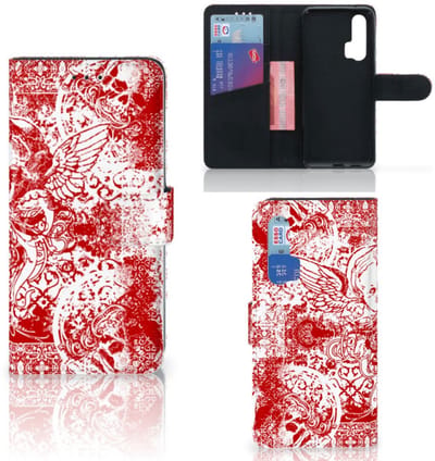 Telefoonhoesje met Naam Honor 20 Pro Angel Skull Rood