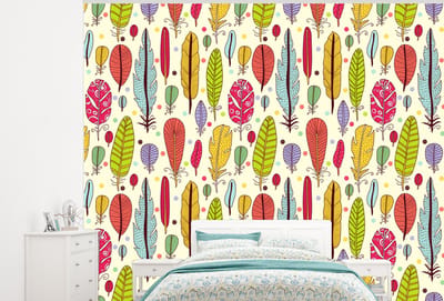 Behang - Fotobehang Patroon - Veren - Kleuren - Jongens - Kinderen - Kids - Kind - Breedte 300 cm x hoogte 240 cm