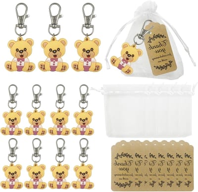 30 sets gastenbedankjes voor doop en babyshower, inclusief dieren sleutelhanger, organza tas en bedanktags, feestaccessoires voor jongens en meisjes