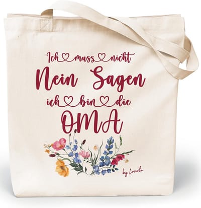 Katoenen tas voor oma - Grote boodschappentas 100% canvas - Duurzaam cadeau met handige binnenzak