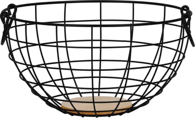 Springos Fruitmand - Metalen Mand - Zwart - 28x15 cm