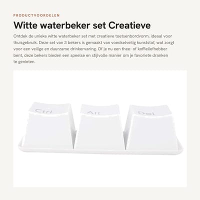 Dailygoods- Waterbeker - 3 Stuks - Creatieve Toetsvorm - Herbruikbare Drinkbekerset - Voedselveilig Kunststof - Inclusief Dienblad - Mok