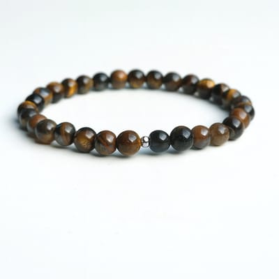 Kralenarmband natuursteen - Tijgeroog - Bruin Edelsteen - 6mm - Waterproof - The Jewellery Salon - Zilverkleurig