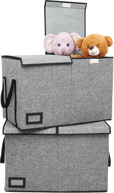 Unyqoos ® Praktische en Ruime Opbergkisten voor Kinderspeelgoed met Deksel en Handvatten - Set van 2 Stuks