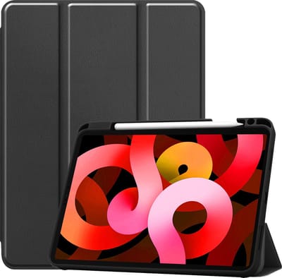 Hoesje Geschikt voor Apple iPad Air 5 (2022) - 10.9 inch - 5e Generatie - M1 - Dun & Stevig - Trifold Bookcase - Hard Cover Case - Met Uitsparing Geschikt voor Apple Pencil - Hardcover Book - Tablet Hoes - Zwart