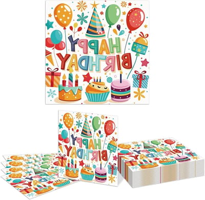 20 Stuks Verjaardagsfeest Accessoires - Kleurrijke Wegwerp Servetten voor Feestjes, Picknicks en Diner Decoratie