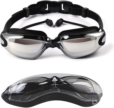 Optische zwembril met gezichtssterkte en oordopjes - Dioptrie: -1,5 tot -8,0, anti-condens en UV-bescherming