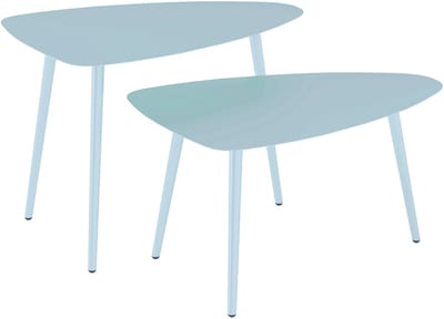 Outsunny-Koffietafelset-Staal-65x45x45cm-Lichtblauw