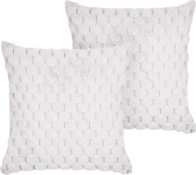 PURSLANE - Set van 2 kussens - Gebroken wit - 43 x 43 cm - Nepbont
