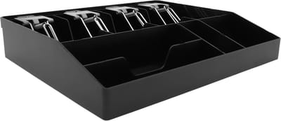 Geldkistje - Geldlade Inzet - Winkelkassa Organiseren - Meerdere Vakken - 32x27x6cm - Zwart