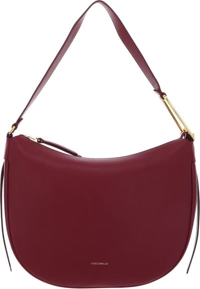 COCCINELLE Leren Schoudertas Coccinelle Priscilla Handbag Grained Leather Garnet Red Wijnrood