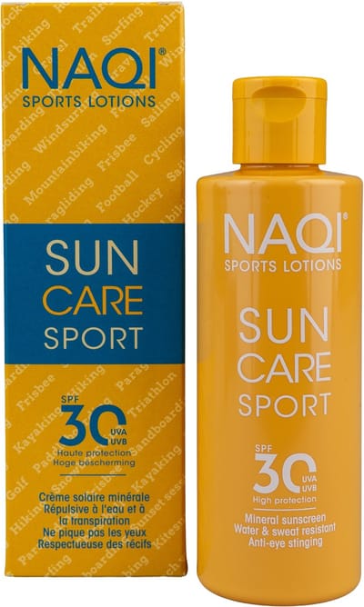 NAQI® Sun Care Sport SPF 30 - Minerale Zonnecrème voor Sporters - Water- & Zweetbestendig - Prikt Niet in de Ogen - 125 ml